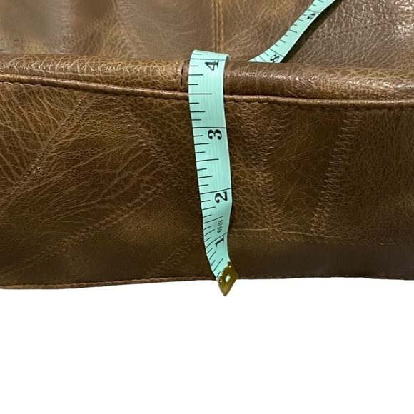 JINGPIN - MULTI TONE BROWN FAUX LEATHER BOHO STYLE - SHOULDER BAG / PURSE - S2 - Picture 7 of 14